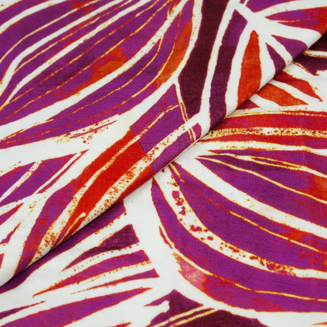 SUNSET SERENADE - SLUB KNIT PRINTS - ABSTRACT LEAVES