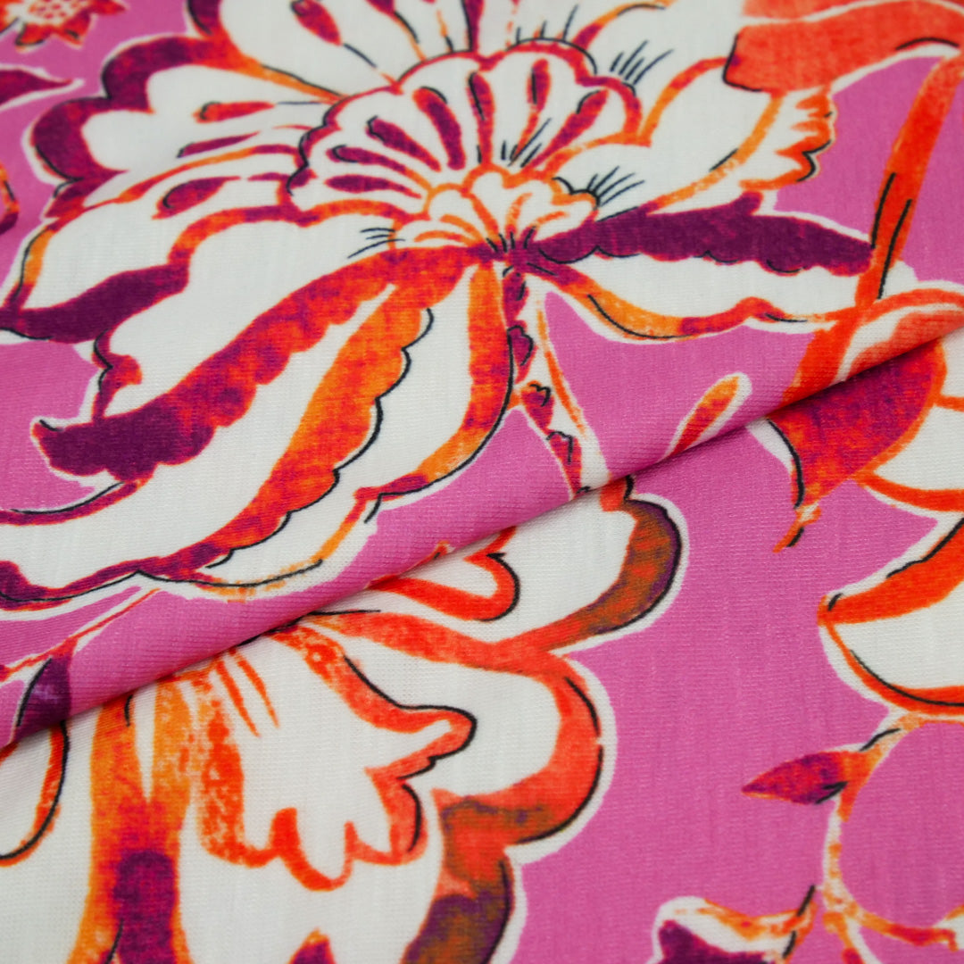 SUNSET SERENADE - SLUB KNIT PRINTS - MONOTONE FLORAL