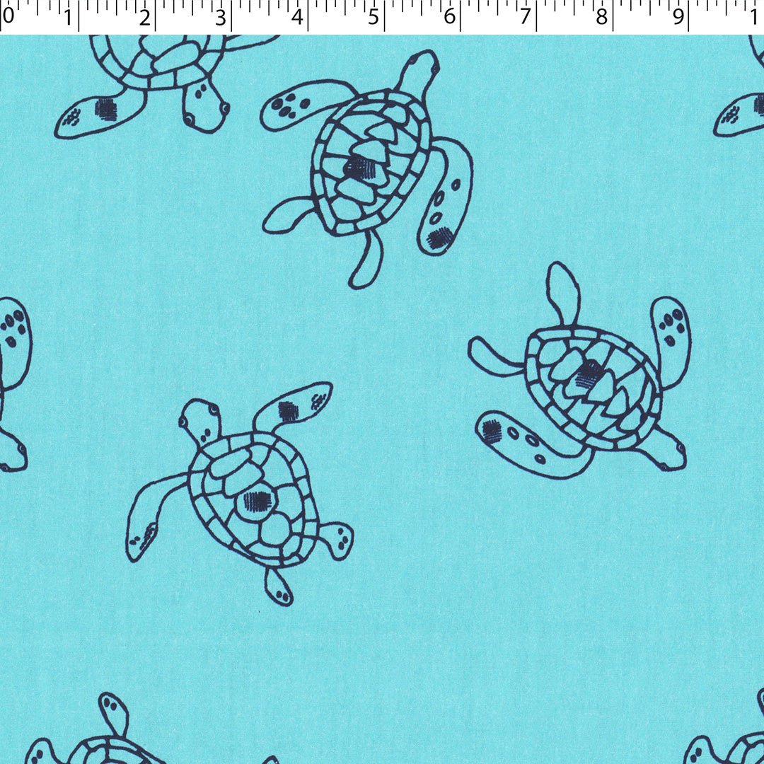 JUSTIN AND JUSTINE - COTTON POPLIN PRINTS - SEA TURTLESTRES