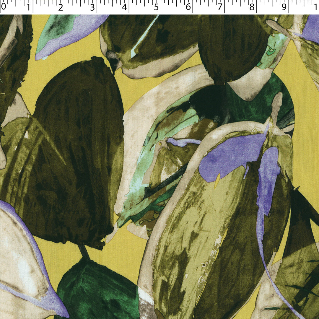 VERDE - RAYON SATIN PRINTS - ABSTRACT LEAVES