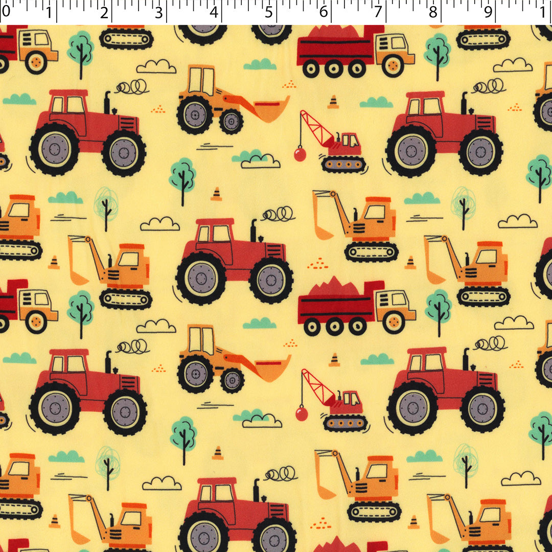 LITTLE EXPLORER - KNIT PRINTS -BULL DOZERS/TRUCKS