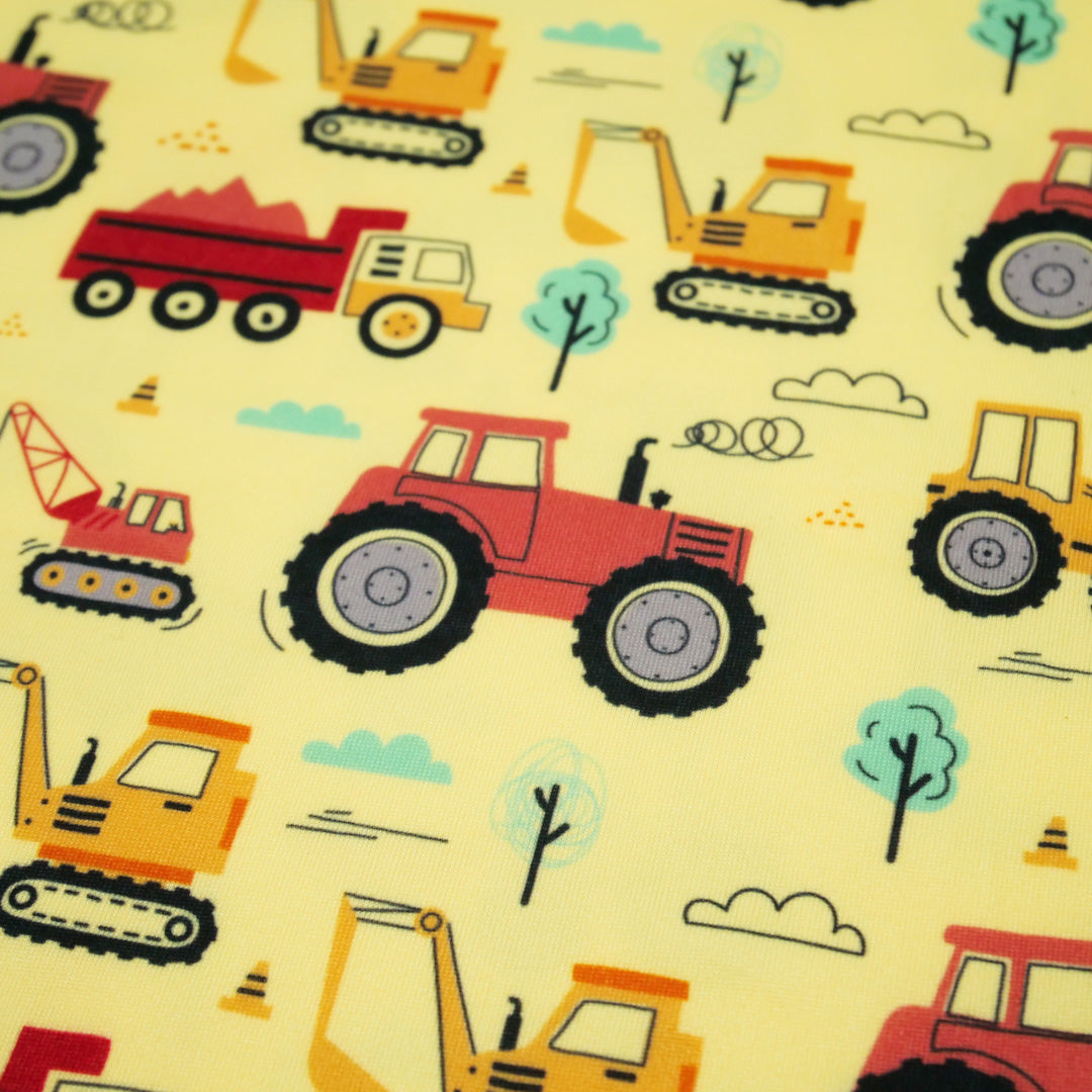 LITTLE EXPLORER - KNIT PRINTS -BULL DOZERS/TRUCKS