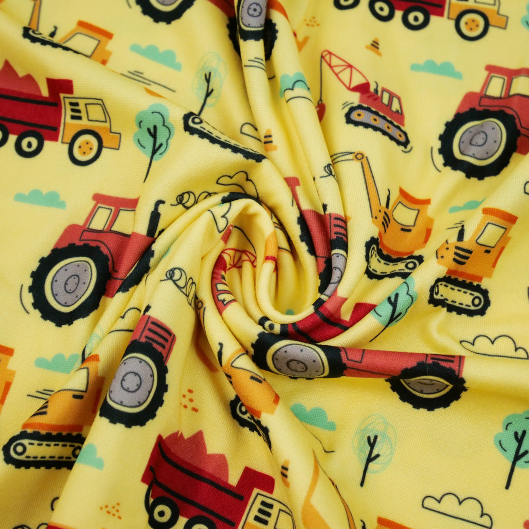 LITTLE EXPLORER - KNIT PRINTS -BULL DOZERS/TRUCKS