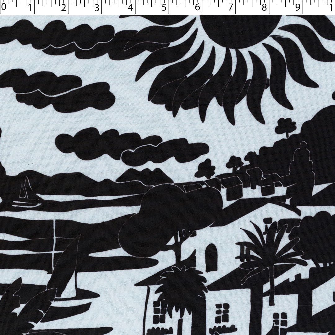 MUSE COLLECTION - CHIFFON PRINTS - SCENIC RESORT BORDER