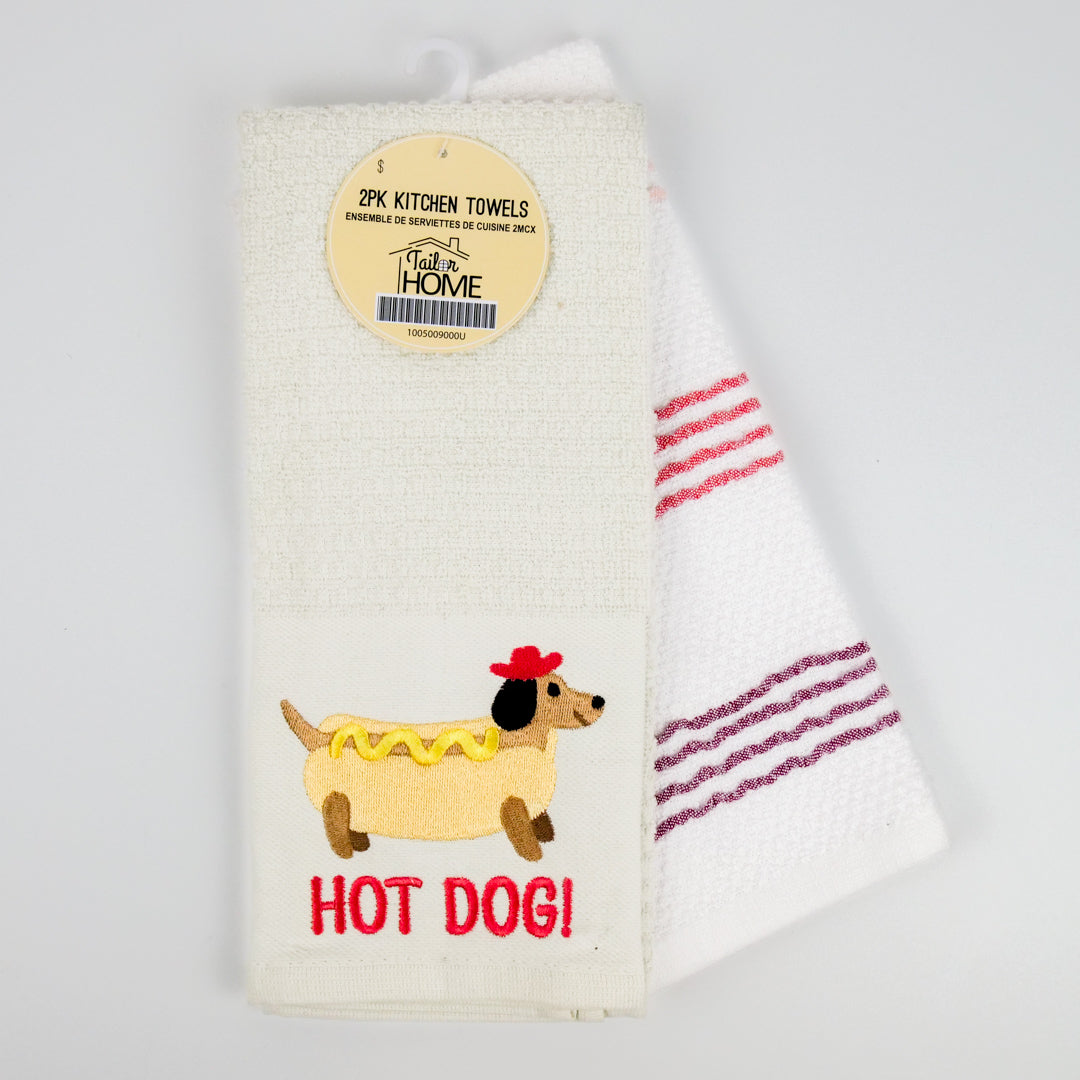 2PK KITCHEN TOWELS - HOT DOG
