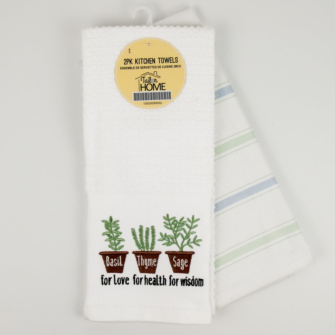 2PK KITCHEN TOWELS -HERBS