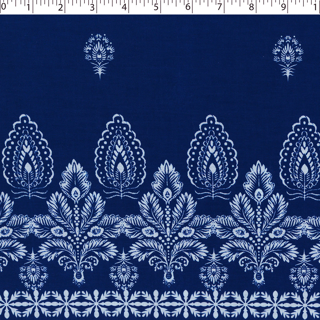 EVERYDAY BLUES-COTTON VOILE PRINTS-ONE SIDE ETHNIC BORDER