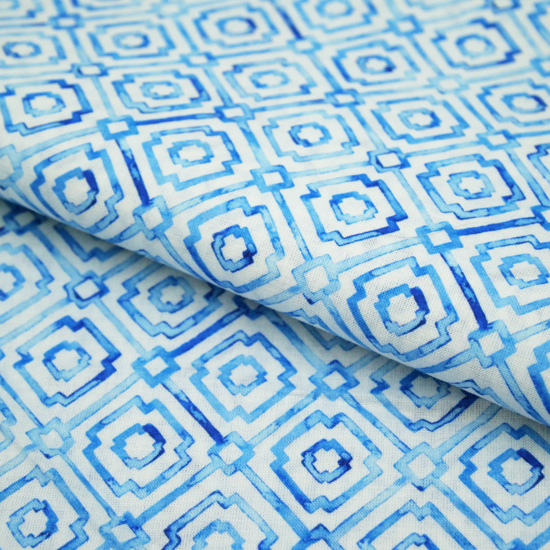EVERYDAY BLUES-COTTON VOILE PRINTS-GEOMETRIC
