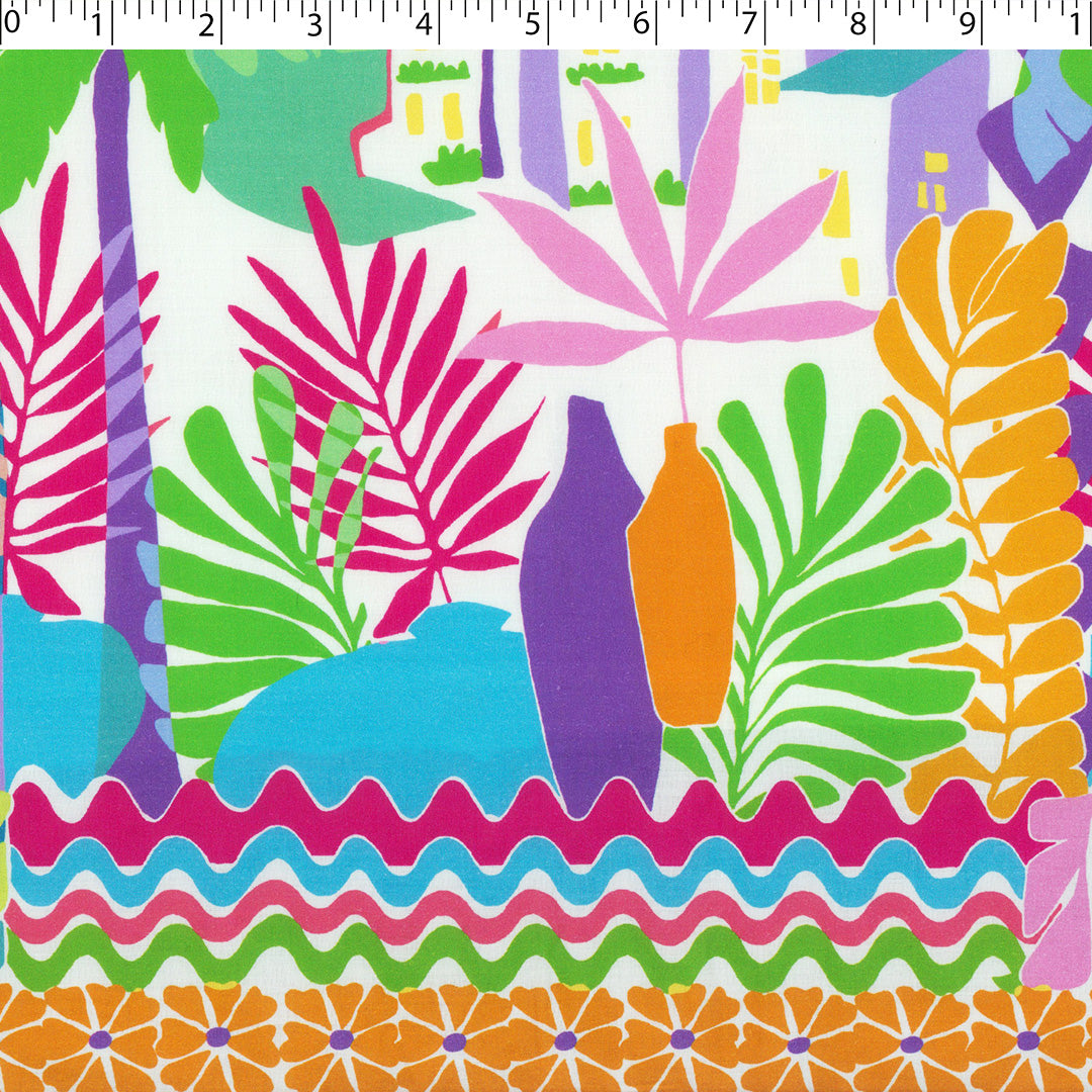 MARBELLA-COTTON VOILE PRINTS-TROPICAL BORDER