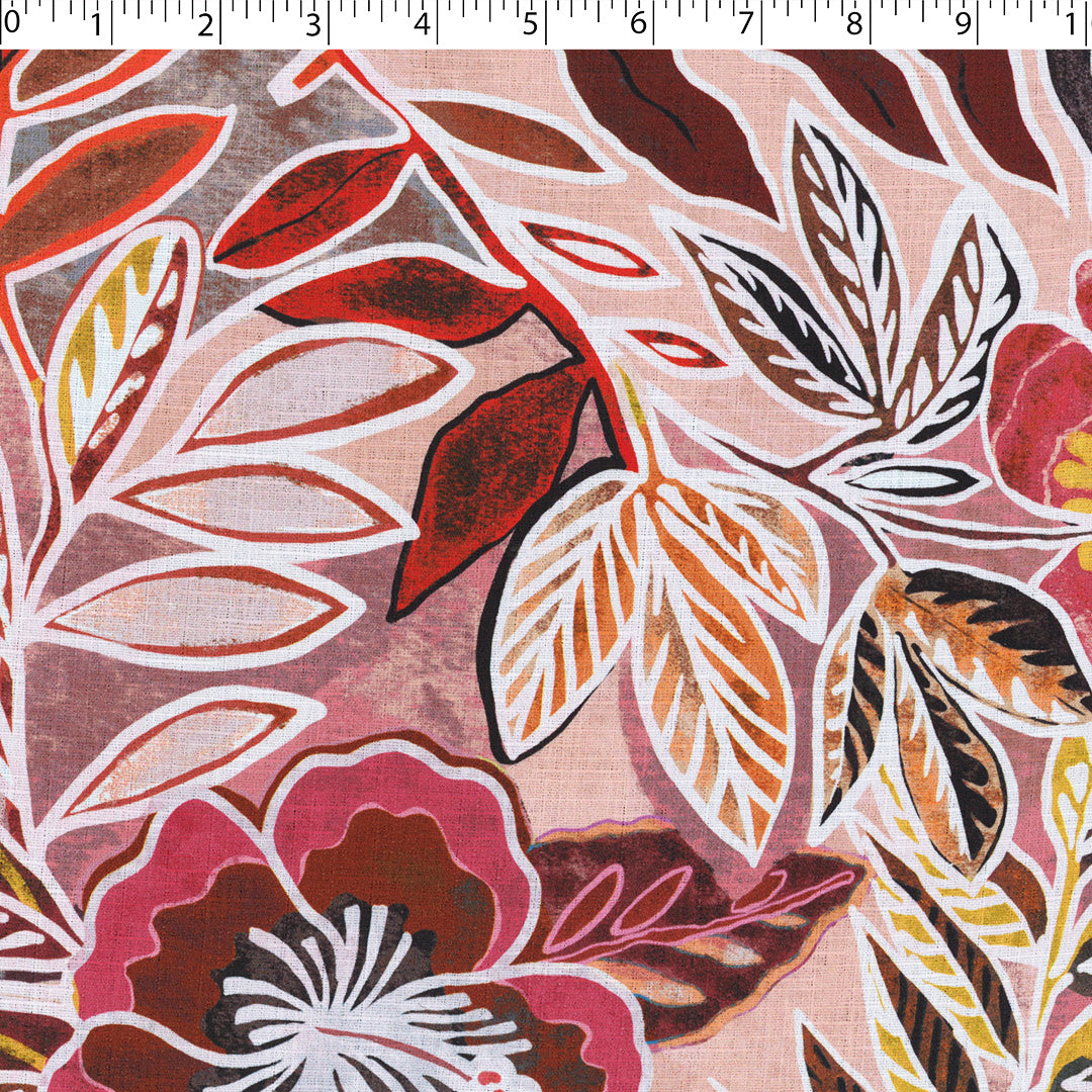 TEXTURA-LINEN LOOK PRINTS-FLAT HIBISCUS
