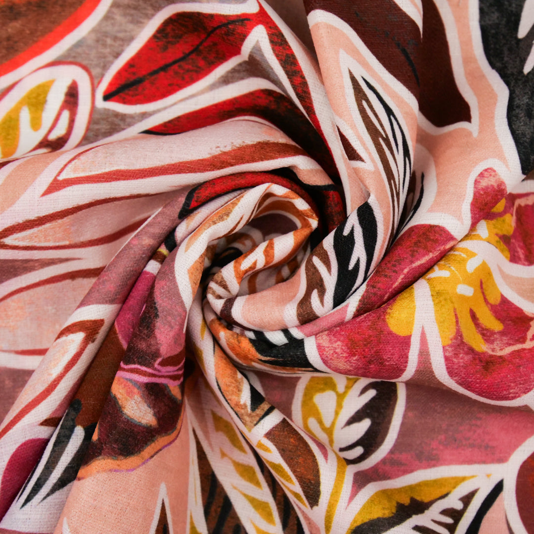 TEXTURA-LINEN LOOK PRINTS-FLAT HIBISCUS