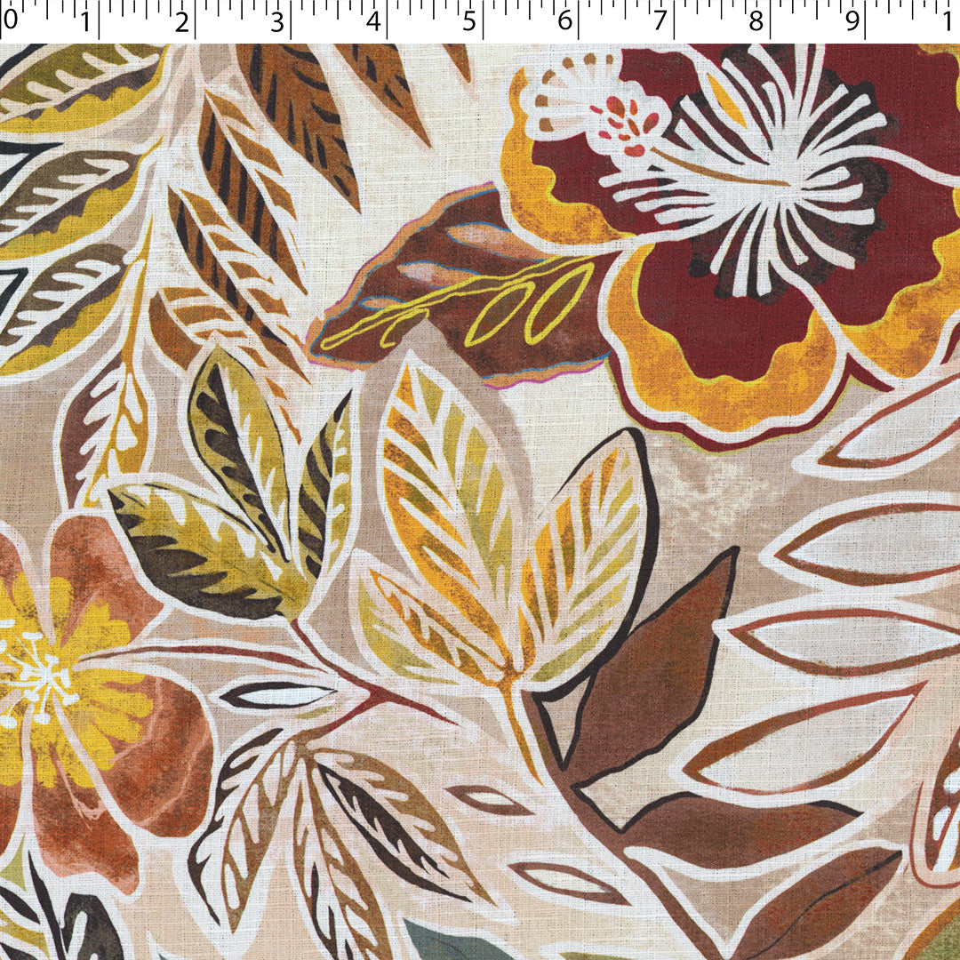 TEXTURA-LINEN LOOK PRINTS-FLAT HIBISCUS