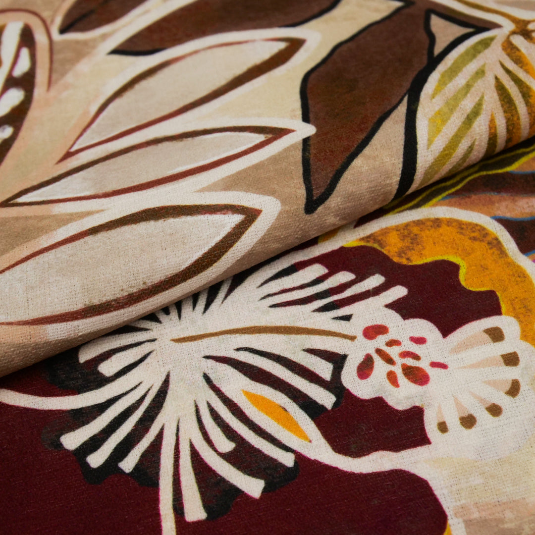 TEXTURA-LINEN LOOK PRINTS-FLAT HIBISCUS
