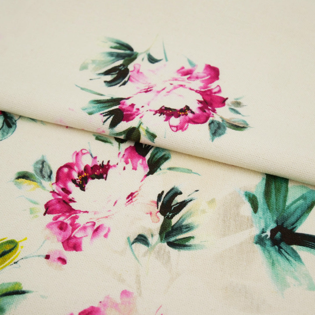 CONVENT GARDEN-RAYON LINEN PRINTS-FLORAL ONE SIDE BORDER