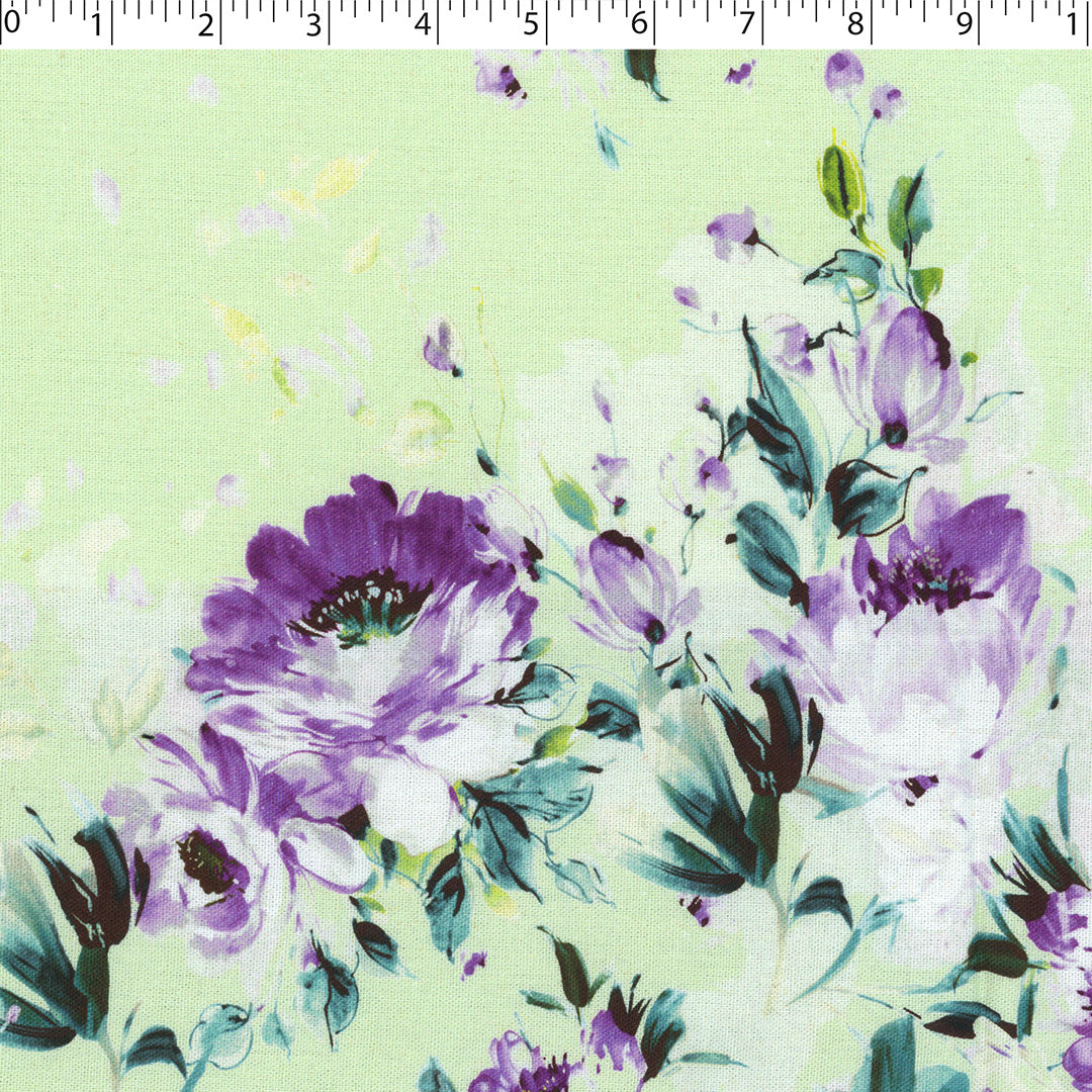 CONVENT GARDEN-RAYON LINEN PRINTS-FLORAL ONE SIDE BORDER