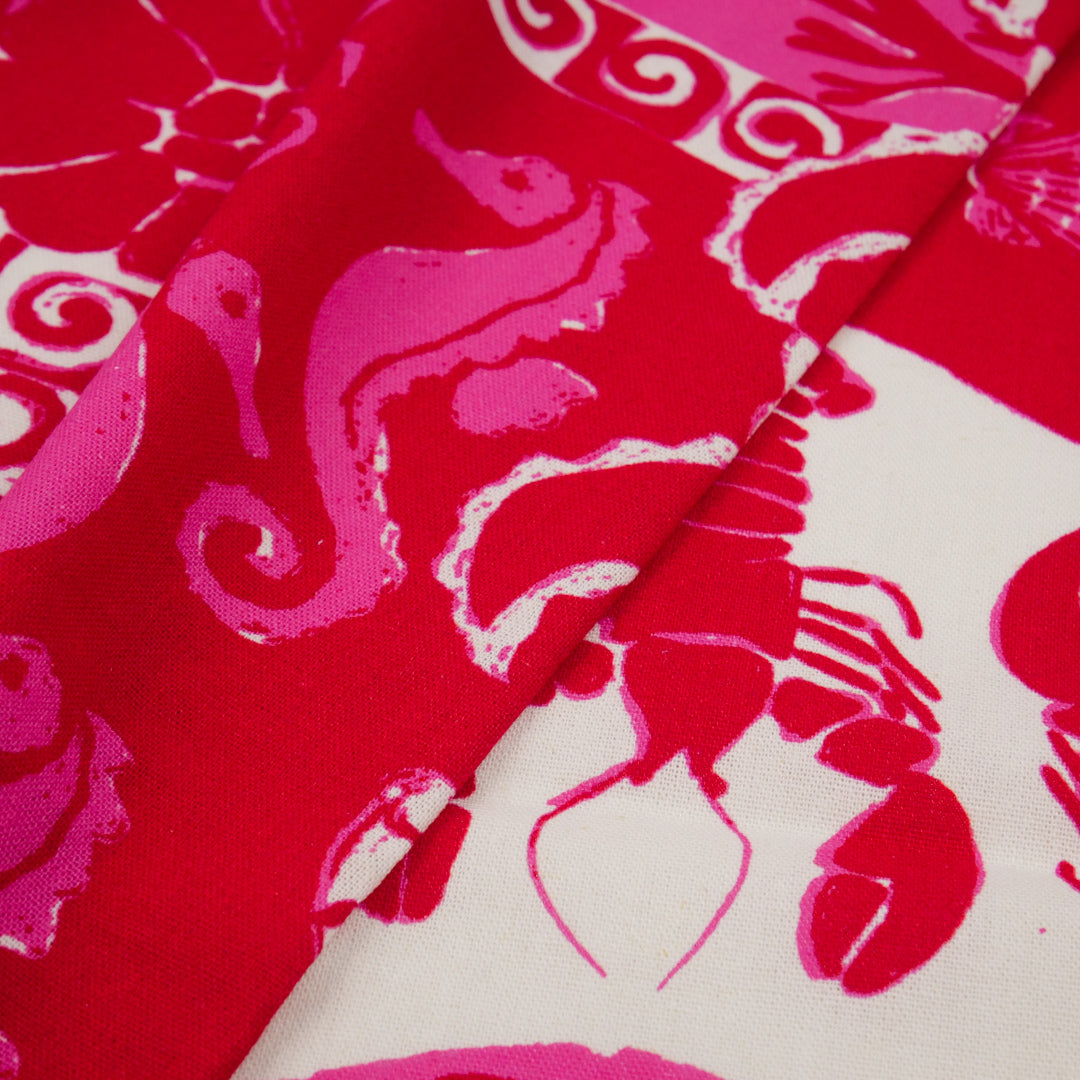 SUMMER ESSENTIALS - RAYON LINEN PRINTS - SEAHORSE / LOBSTERS