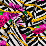 CHARLIE-RAYON POPLIN PRINTS-ROSES / CHEVRON