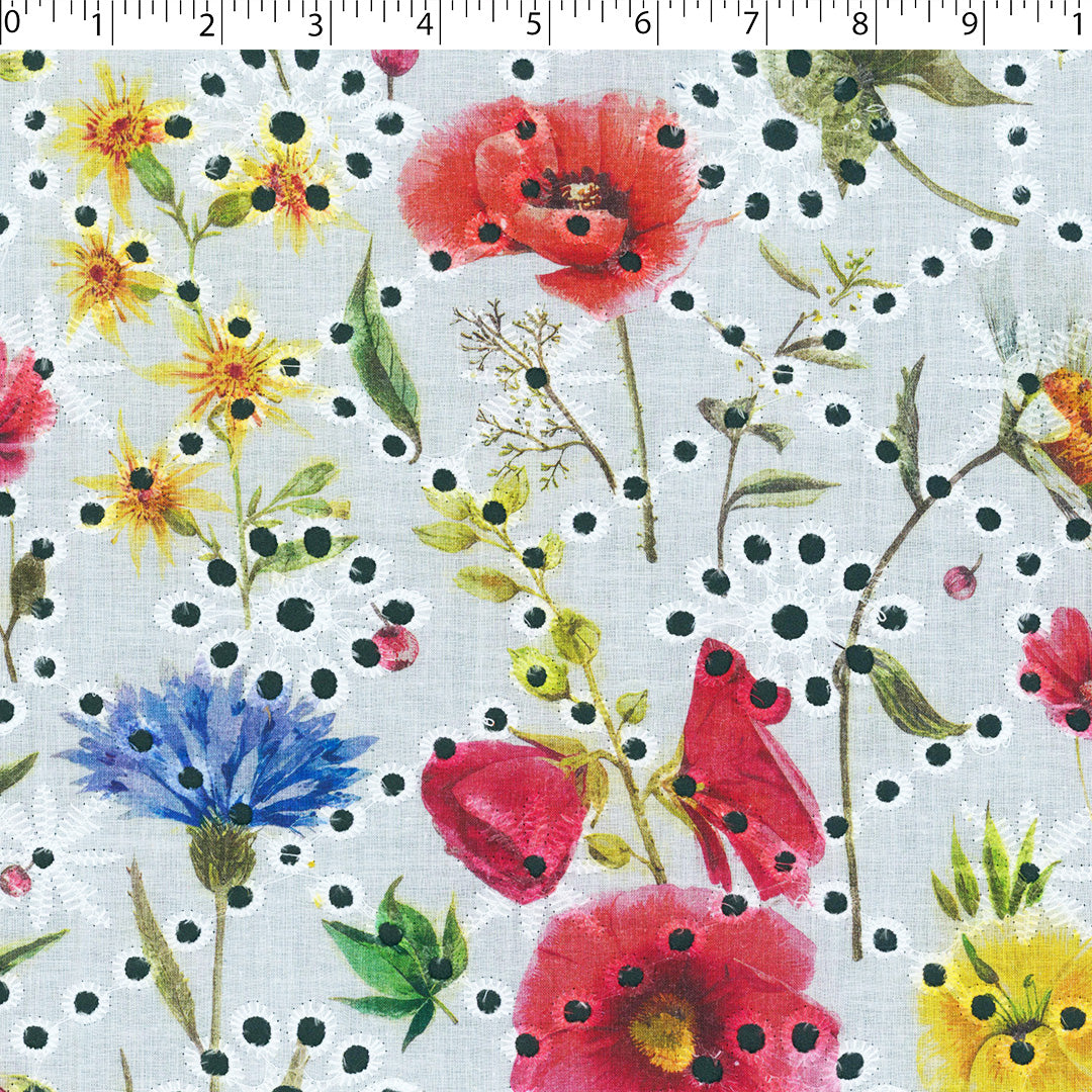 CONVENT GARDEN - COTTON EMBROIDERED PRINT - BOTANICAL FLORAL
