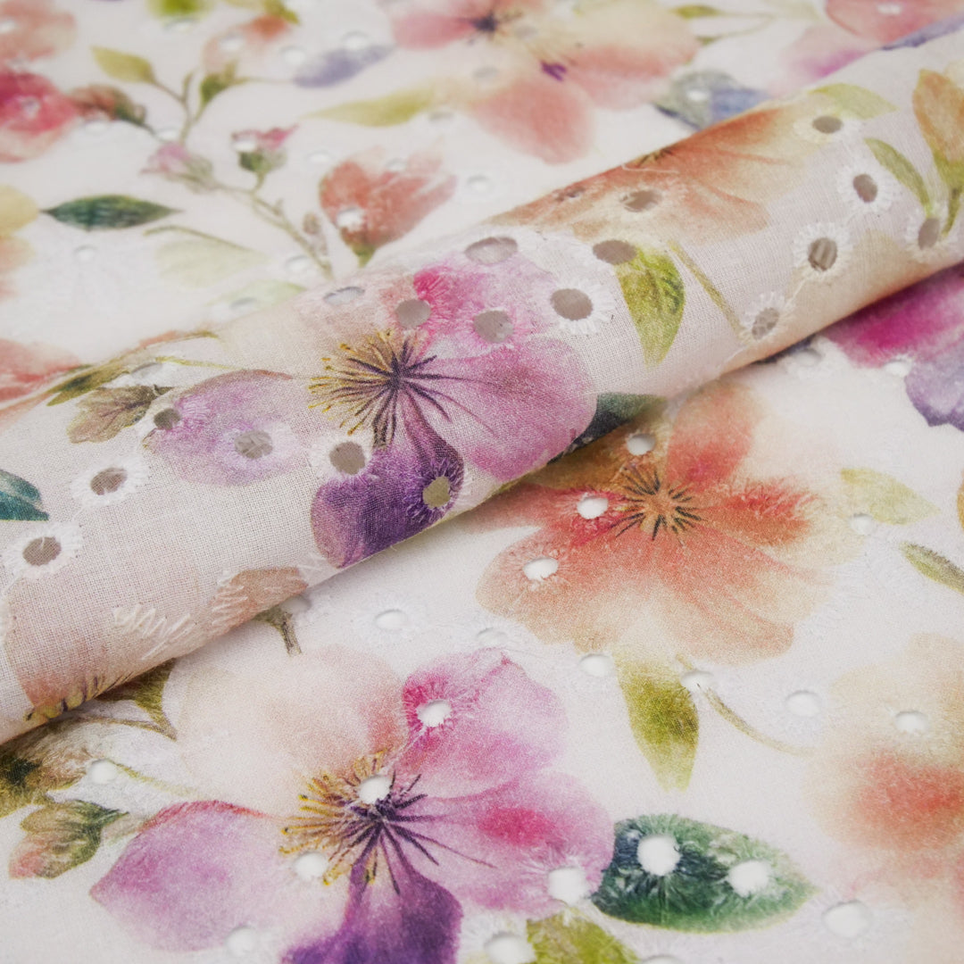 CONVENT GARDEN - COTTON EMBROIDERED PRINT - FLORAL BLOOMS