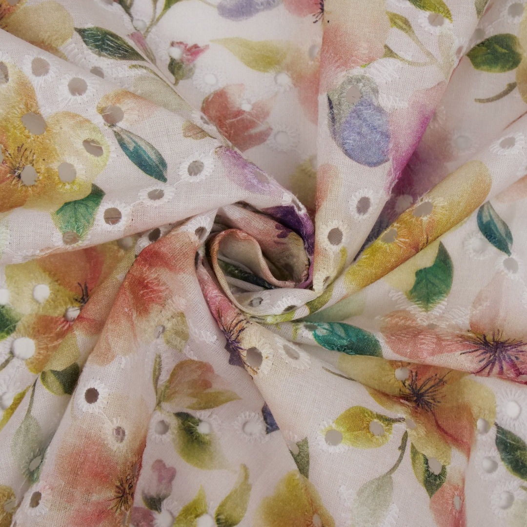 CONVENT GARDEN - COTTON EMBROIDERED PRINT - FLORAL BLOOMS