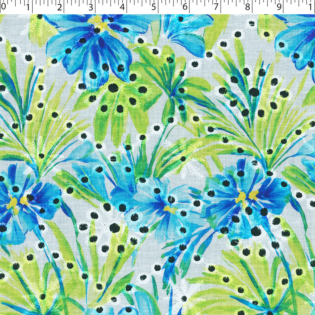 CONVENT GARDEN - COTTON EMBROIDERED PRINT - TROPICAL FLORAL