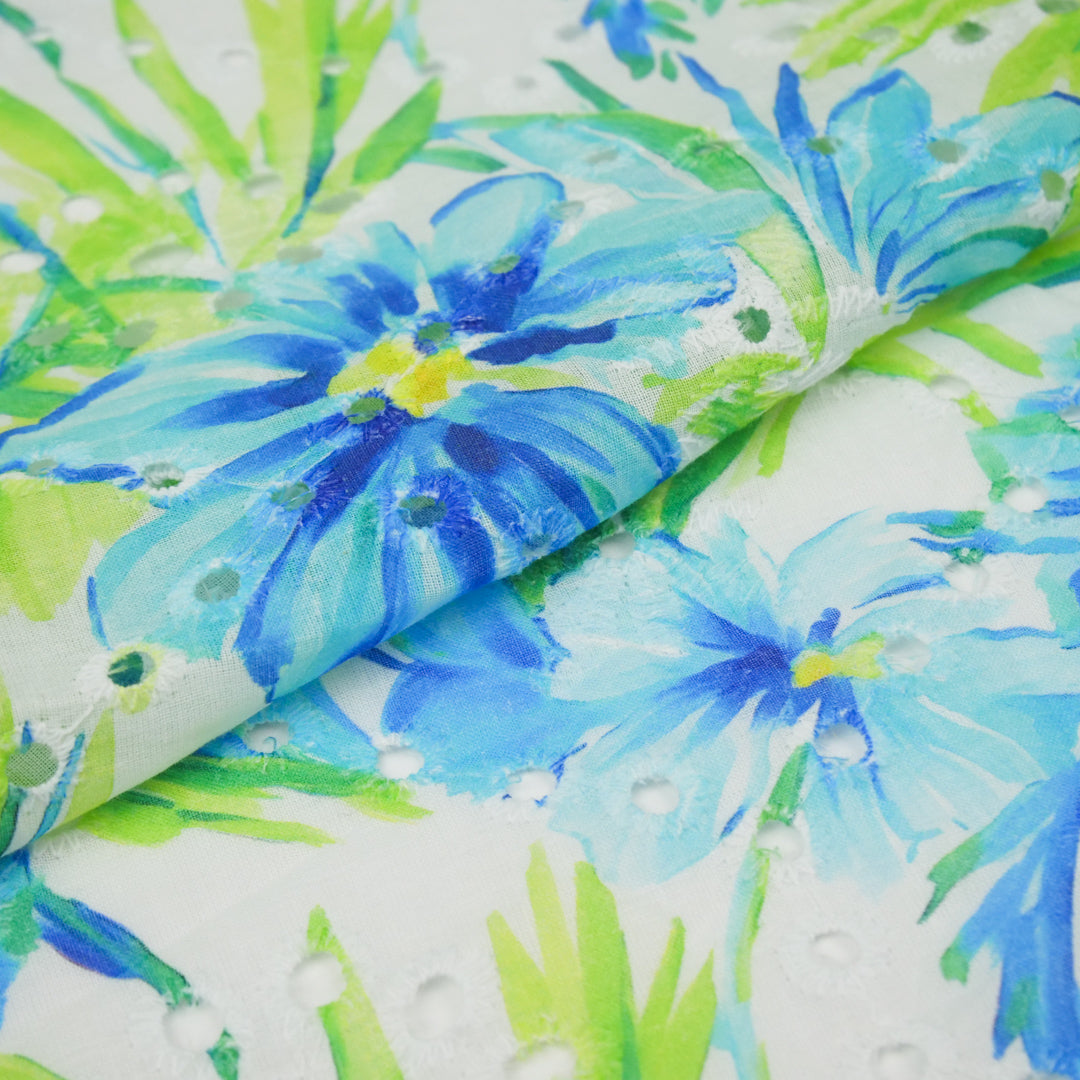 CONVENT GARDEN - COTTON EMBROIDERED PRINT - TROPICAL FLORAL