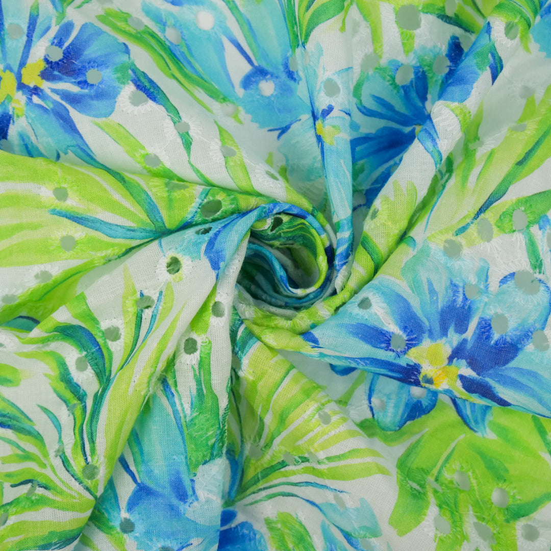 CONVENT GARDEN - COTTON EMBROIDERED PRINT - TROPICAL FLORAL