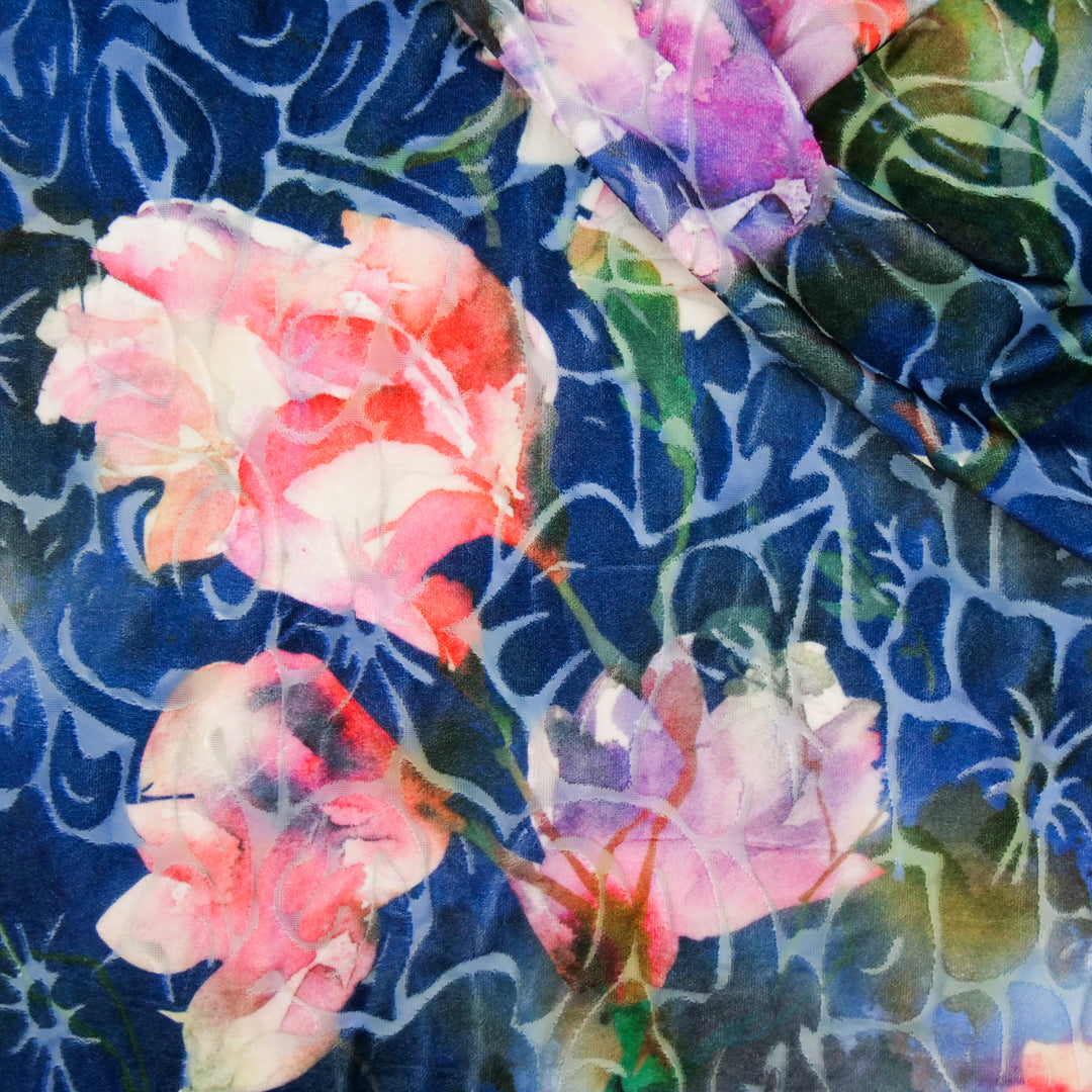 JOSEPHINE - BURN OUT PRINTED VELVET - VINEY FLORAL
