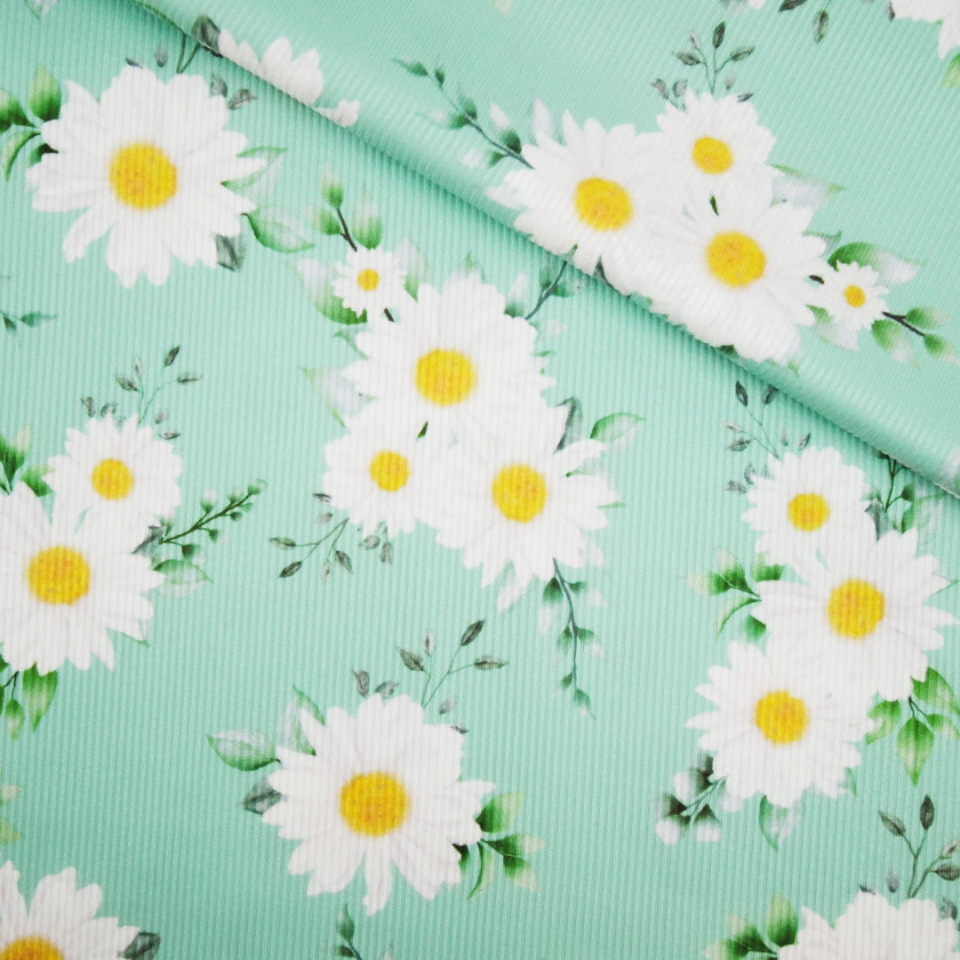 SLUMBER TIME RIB KNIT PRINTS - DAISIES