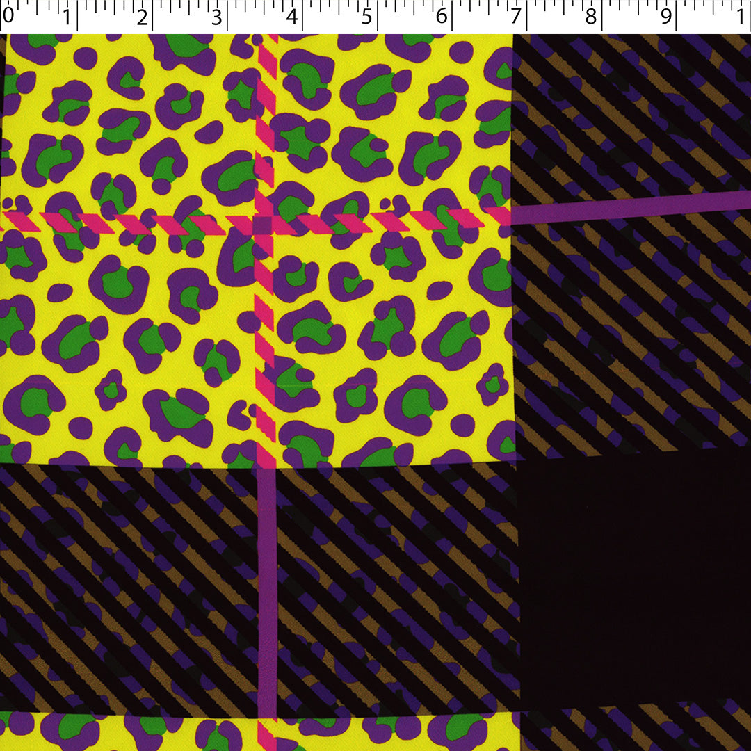 KATIE COLLECTION - SATIN PRINTS - LEOPARD PLAID