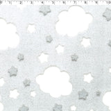 white and grey cloudy polyester burnout frosted chenille print