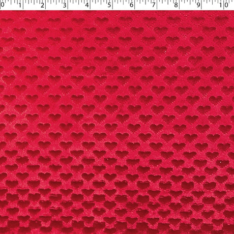 red polyester embossed hearts chenille