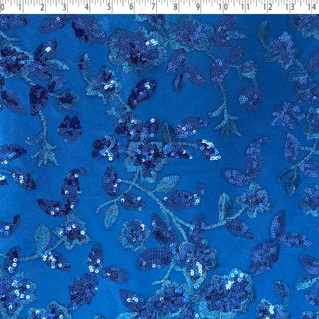 LUCIANA EMBROIDERED SEQUIN TULLE - FLORAL CLUSTERS