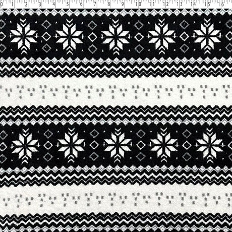black / ivory Nordic stripe polyester fleece