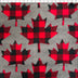 grey mix medium weight polyester fleece with large red and black buffalo print maple leaf.