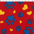 red paws and hearts fleece print