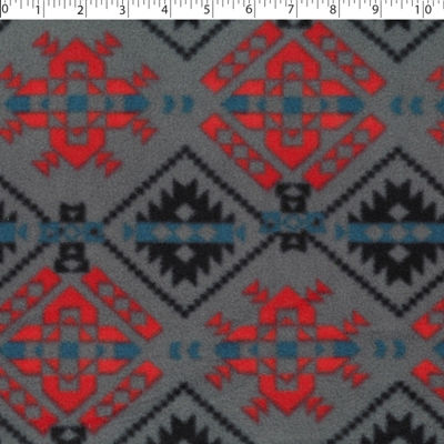 navajo diamond neutral gray fleece print