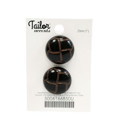 WOVEN LEATHER LOOK BUTTON 25MM