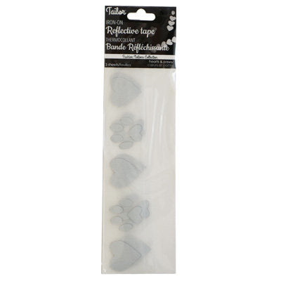 REFLECTIVE TAPE - HEARTS & PAWS - IRON ON 2CM*15CM