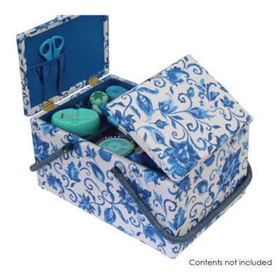 DOUBLE HANDLE SEWING BASKET - LARGE  (with PVC tray)