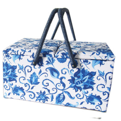 DOUBLE HANDLE SEWING BASKET - LARGE  (with PVC tray)