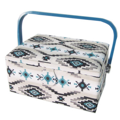 SEWING BASKET WITH PLASTIC HANDLE - LARGE  ( with PVC Tray)