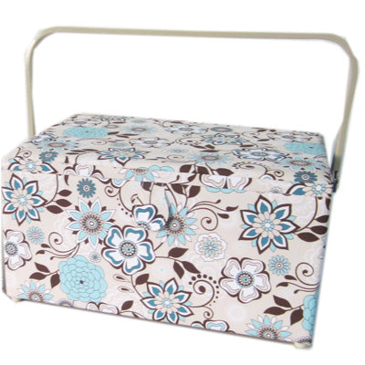 SEWING BASKET WITH PLASTIC HANDLE - LARGE  ( with PVC Tray)