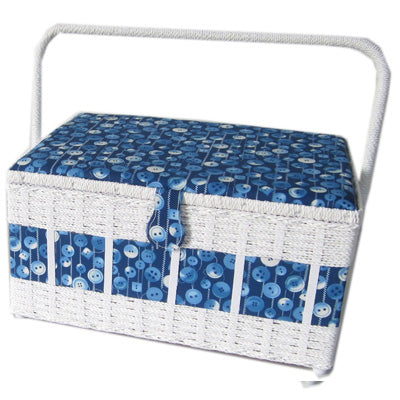 SEWING BASKET WITH PP CORD TRIMMING ON BODY - LARGE ( with PVC Tray)