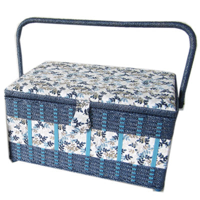 SEWING BASKET WITH PP CORD TRIMMING ON BODY - LARGE ( with PVC Tray)