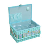 SEWING BASKET WITH PP CORD TRIMMING ON BODY - SMALL (WITH PVC TRAY)