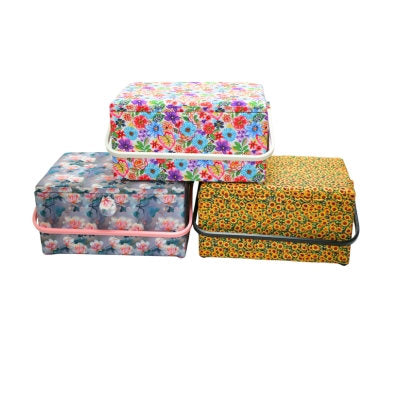 SEWING BASKET WITH PLASTIC HANDLE - LARGE