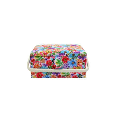 SEWING BASKET WITH PLASTIC HANDLE - SMALL