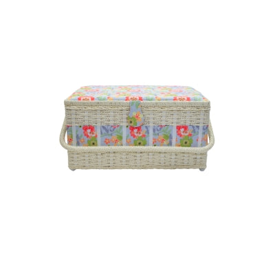 SEWING BASKET WITH PP CORD TRIMMING ON BODY - LARGE