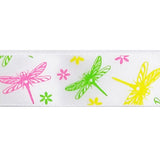 SINGLE FACE SATIN RIBBON 25mm - DRAGONFLY PRINT